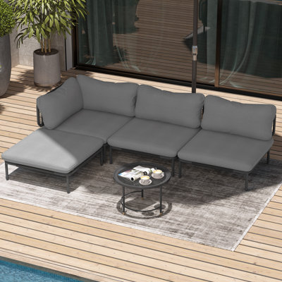 Metal Outdoor Patio Sectional With Cushions (Set Of 4) by Latitude Run