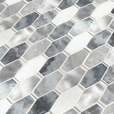 Carreau de mosaïque murale en pierre naturelle 12 po x 14 po Selara Hexagon