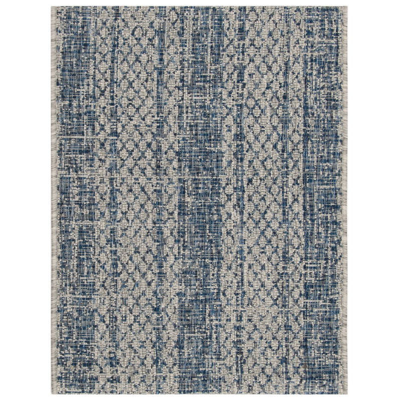 Atwells Light Grey/Blue Indoor/Outdoor Rug, Rectangle 61 x 109 cm
