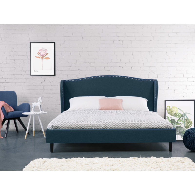 Colmar Upholstered Bed, European Kingsize (160 x 200cm), Dark blue