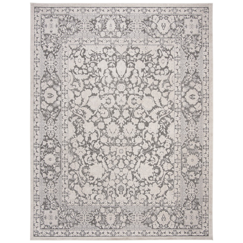 Calidia Oriental Dark Gray/Cream Area Rug, Rectangle 10' x 14'
