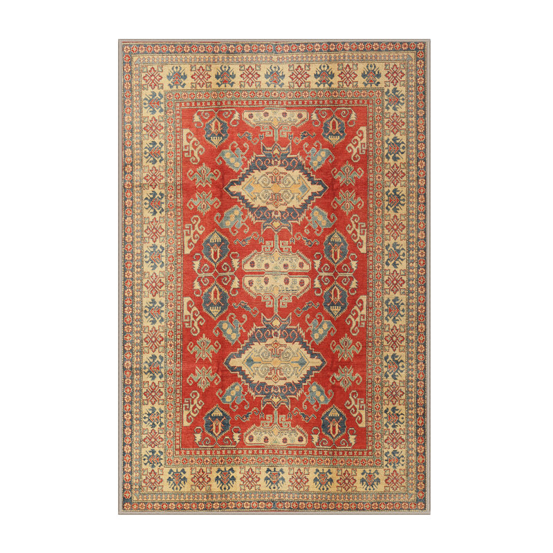Tapis traditionnel mehroon/noir/crème Grimson, Rectangle 2 pi x 3 pi