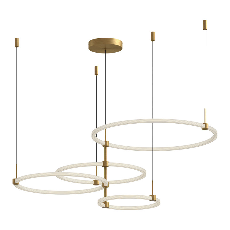 Lustre géométrique unique à 4 lumières Bruni, Or brossé