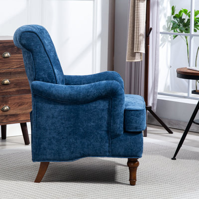 Chaise rembourrée bleue, ergonomique, rehausse la pièce de la chaise simple moderne en bleu, rembourrage en mousse, conception atmosphérique, s'harmonise avec plusieurs espaces