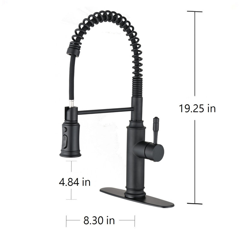 Robinet de cuisine tactile avec douchette extractible, Noir mat