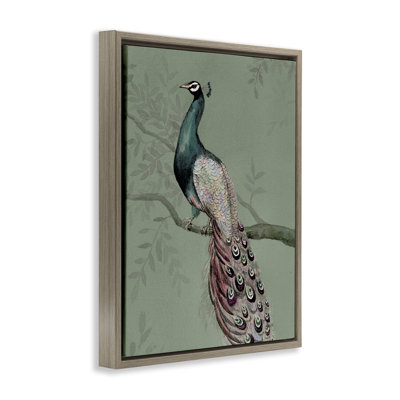  "Regal Peacock on Branch", art mural sur toile flottante par Cloverfield & Co.