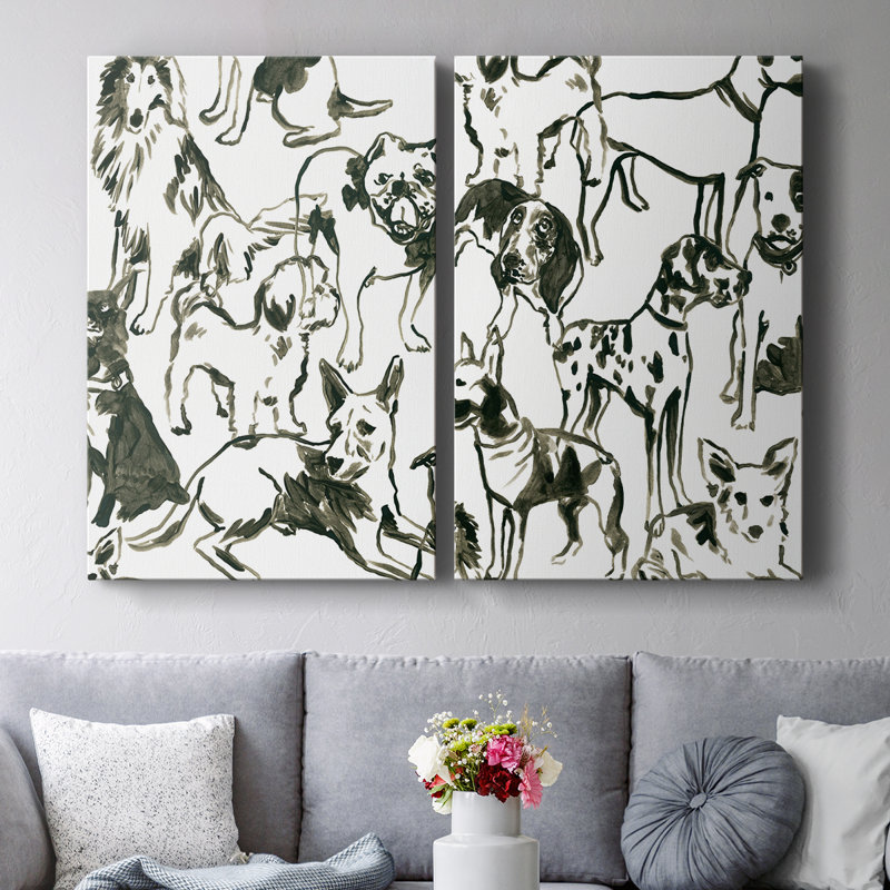 Collage canin I - Toile tendue avec châssis de qualité supérieure - Prêt à accrocher