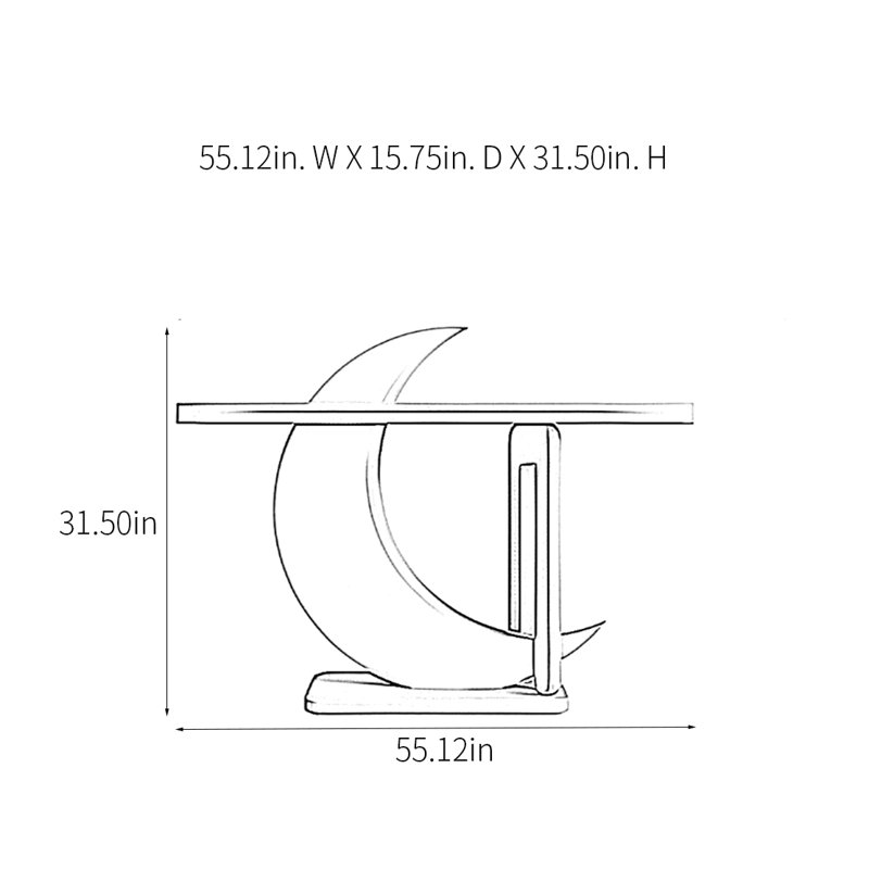 Modern Geometry Art Console Table, Grayish Blue, 31.5" H x 55.12" W x 15.75" D