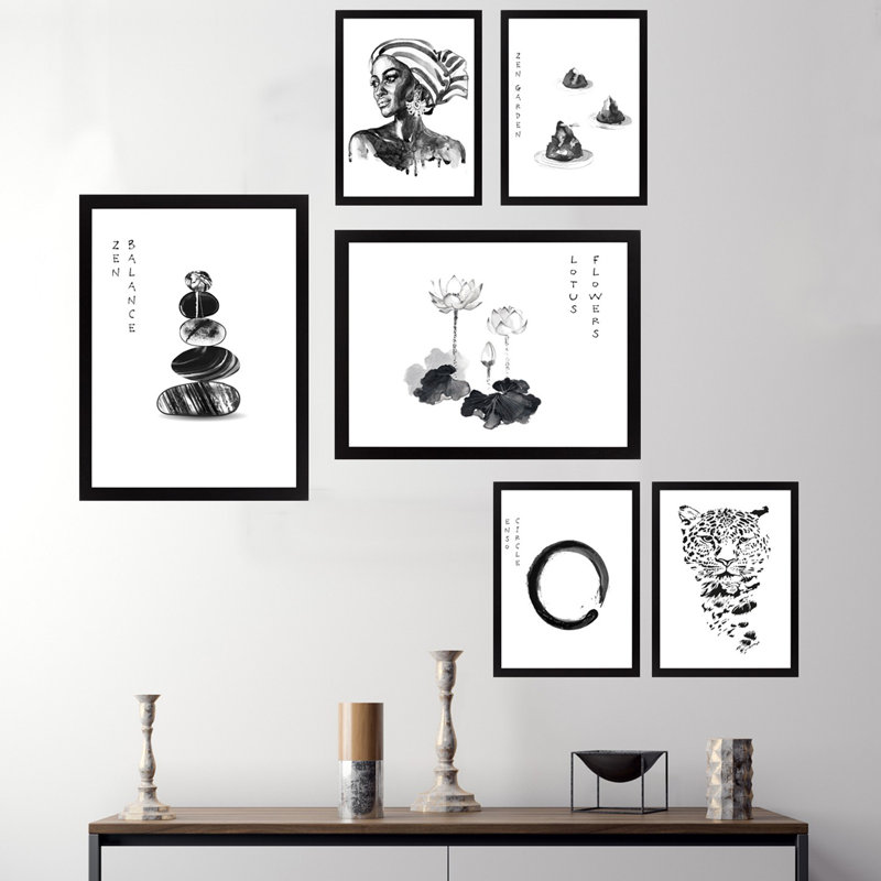 Élégant ensemble d'art mural décoratif en panneau de fibres à densité moyenne (6 pièces) | 100% panneau de fibres à densité moyenne, épaisseur: 0,8 pouce | Comprend 4 pièces (9,4 x 11,4 pouces) et 2 pièces (9,4 x 17,3 pouces) | Design élégant blanc et noir, parfait pour la décoration de la maison ou du bureau