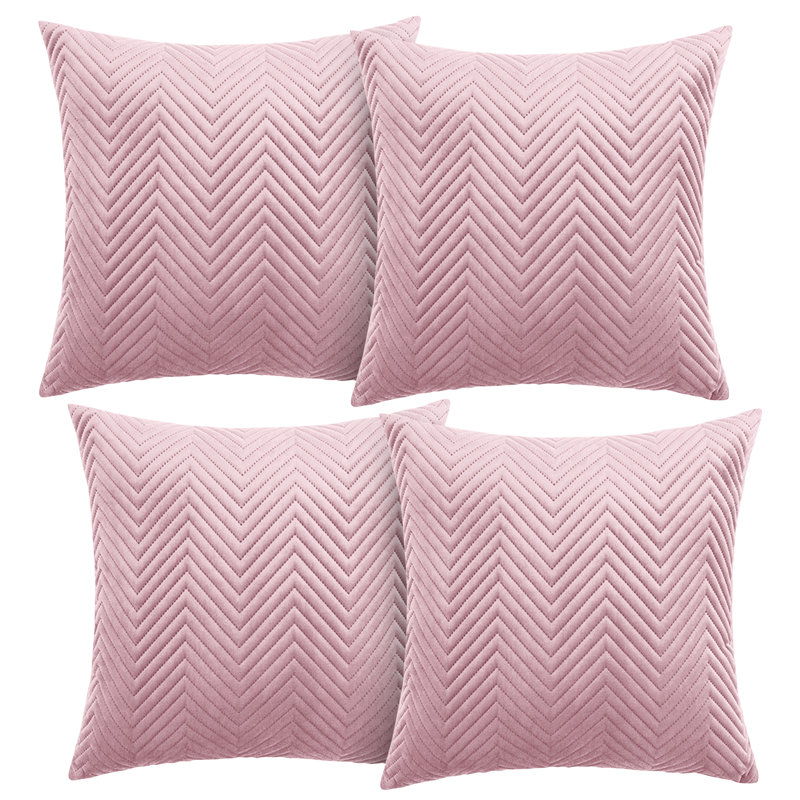 Aspire Homeware Embossed Square Velvet Cushion Cover, Pink, Pack of 4