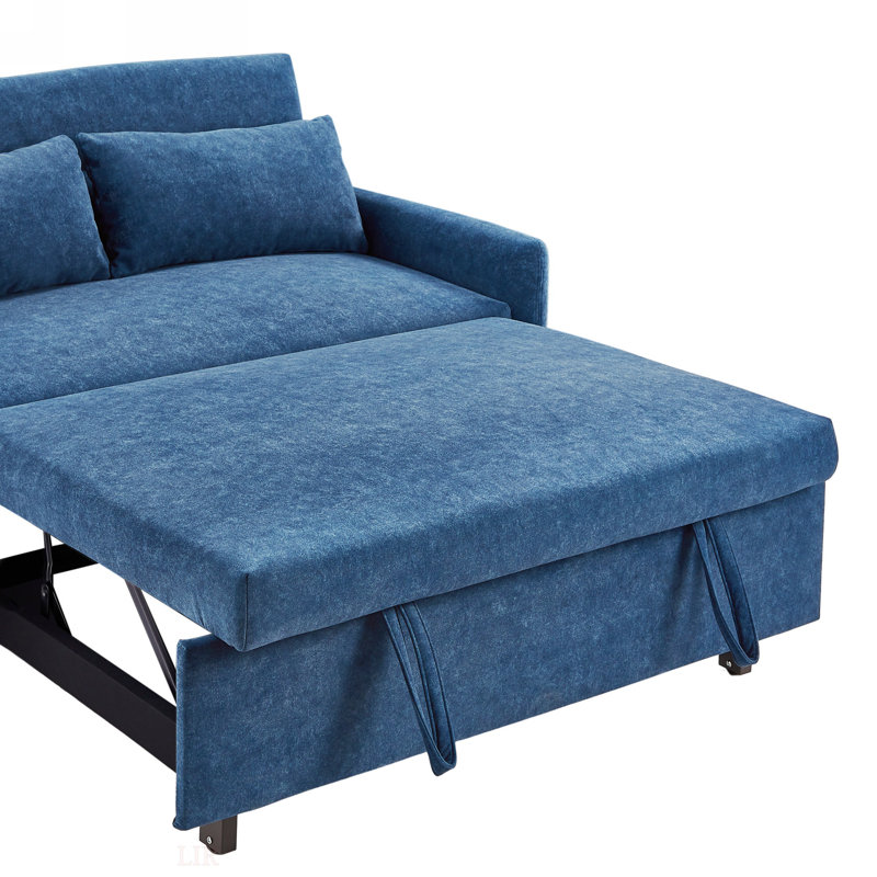 Canapé-lit Divyanshi, Microfibre bleue