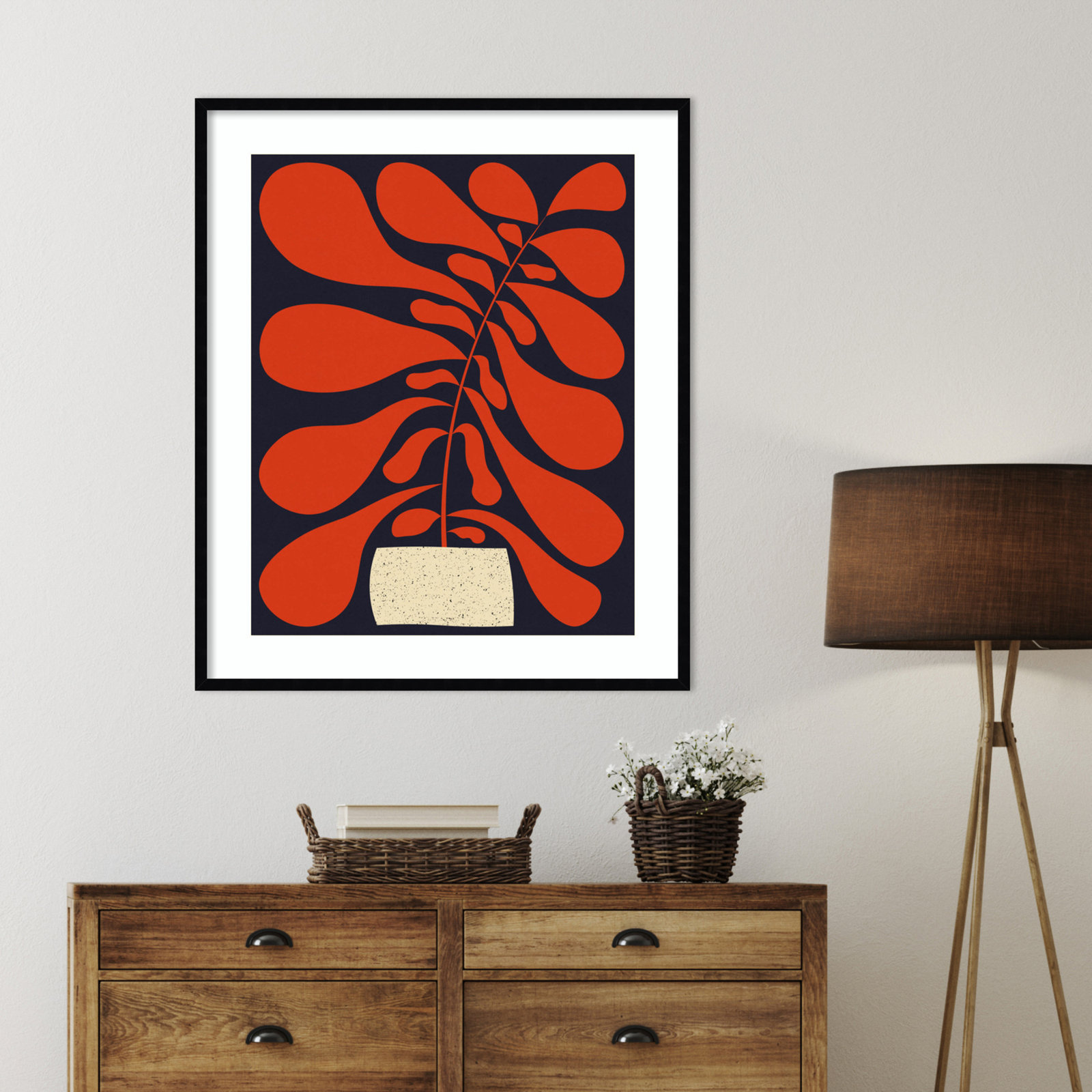 Lynne "Lazy Plant No. 1" Print, Black, 40" H x 33" W