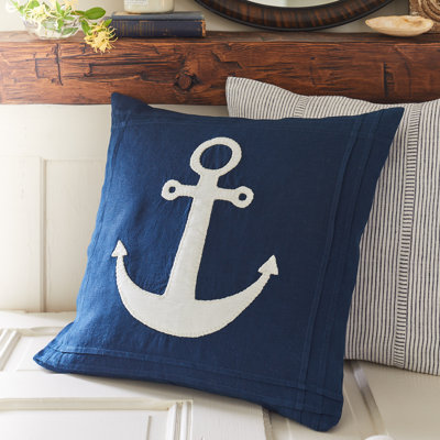 Anchor Linen Throw Pillow