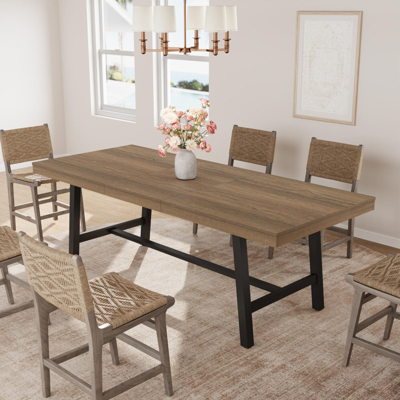 Table de salle à manger extensible 63-83 ", table de salle à manger rectangulaire industrielle pour 6 à 8 personnes, table de cuisine extensible