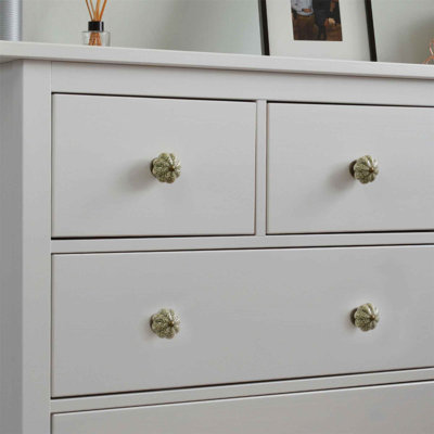 Unique Bargains Hand Painted Ceramic Door Wardrobe Cupboard Peony Cabinet Knobs 40mm 29mm Blue 6 Pcs