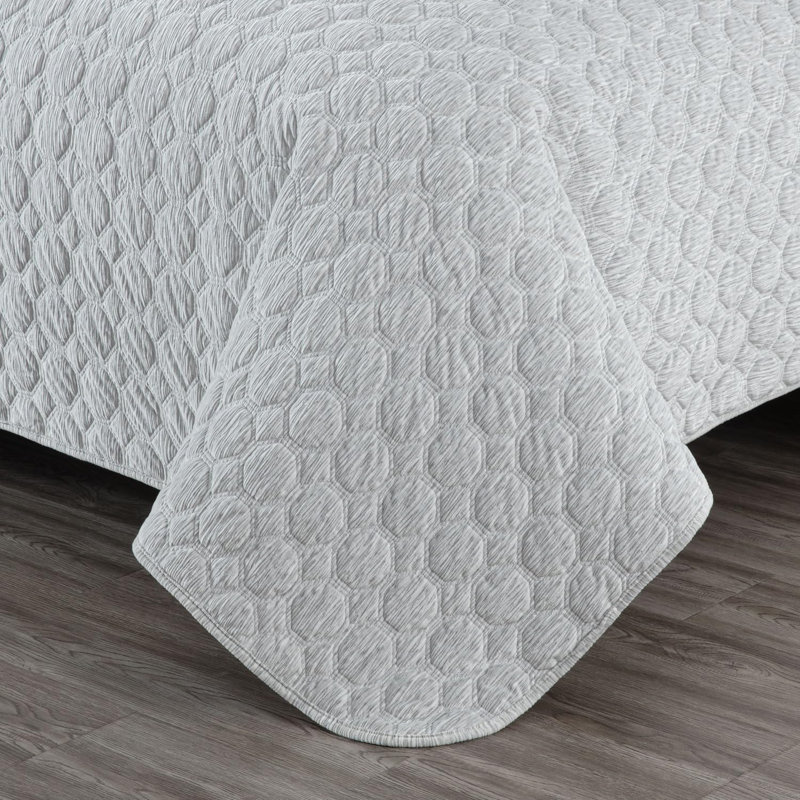 Gray Twin Reversible Velvet Quilt Set with Pillow Sham
