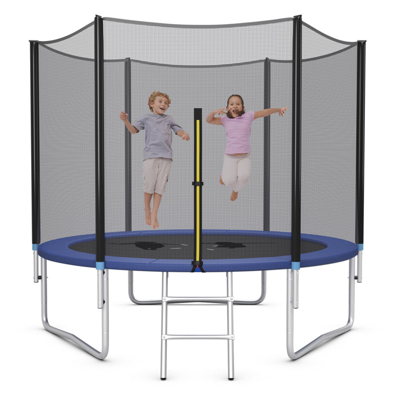 Gymax Round Backyard Trampoline with Safety Enclosure