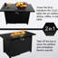 Foyer d'extérieur en acier, H 25 po x l 42 po, noir, table avec couvercle pour la protection