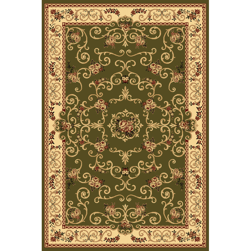Gloucester Gilded Loom Traditional Souvanerie Olive Area Rug, Rectangle 5'3" x 7'10"