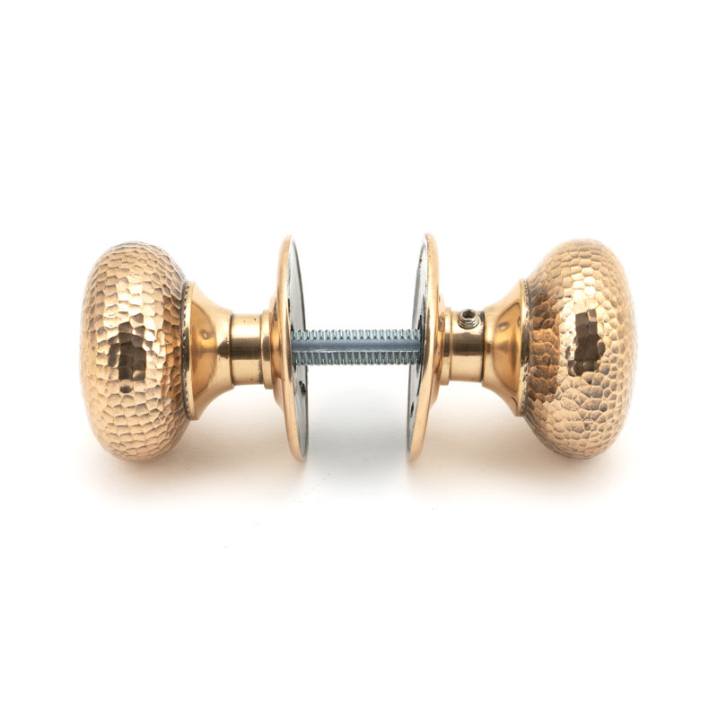 Hammered Mushroom Mortice/Rim Knob Set, Polished Bronze
