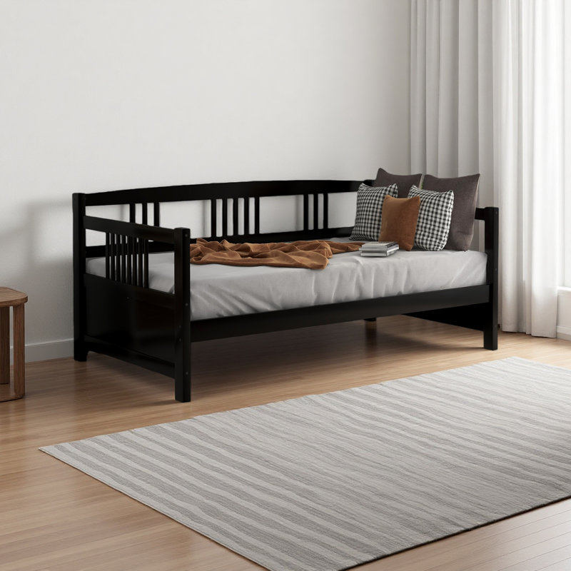 Lit de jour moderne en bois massif, multifonctionnel, taille simple, Espresso
