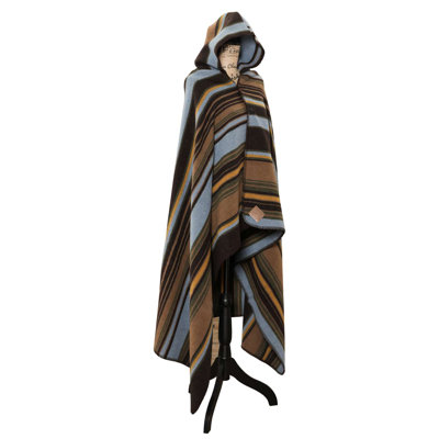 Wooded River Hudson Earth Hooded Throw, Wearable Earth Tone Hooded Blanket for Guest Room Comfort