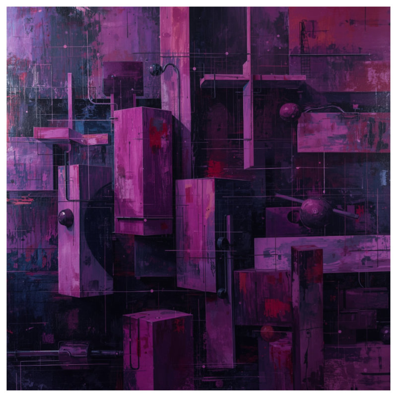 Édredon mauve à motif géométrique abstrait, Très grand lit