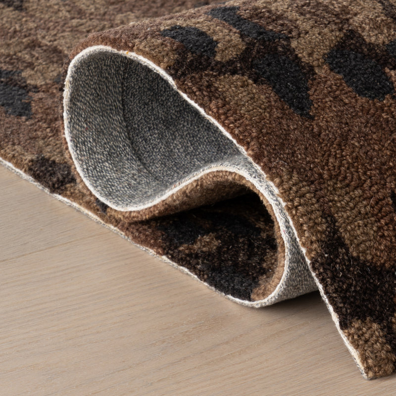 Paint Chip Hand Micro Hooked Wool Rug, Brown, Rectangle 9'6" x 13'6"