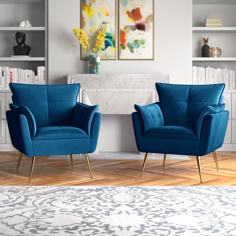 Toulouse Upholstered Armchair, Navy Velvet
