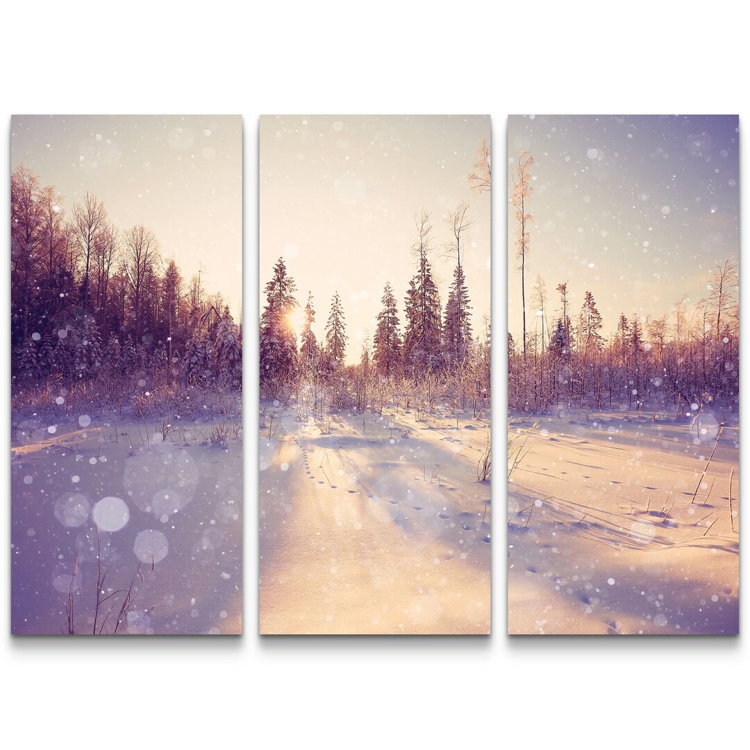 3-tlg. Leinwandbilder-Set Winterlandschaft