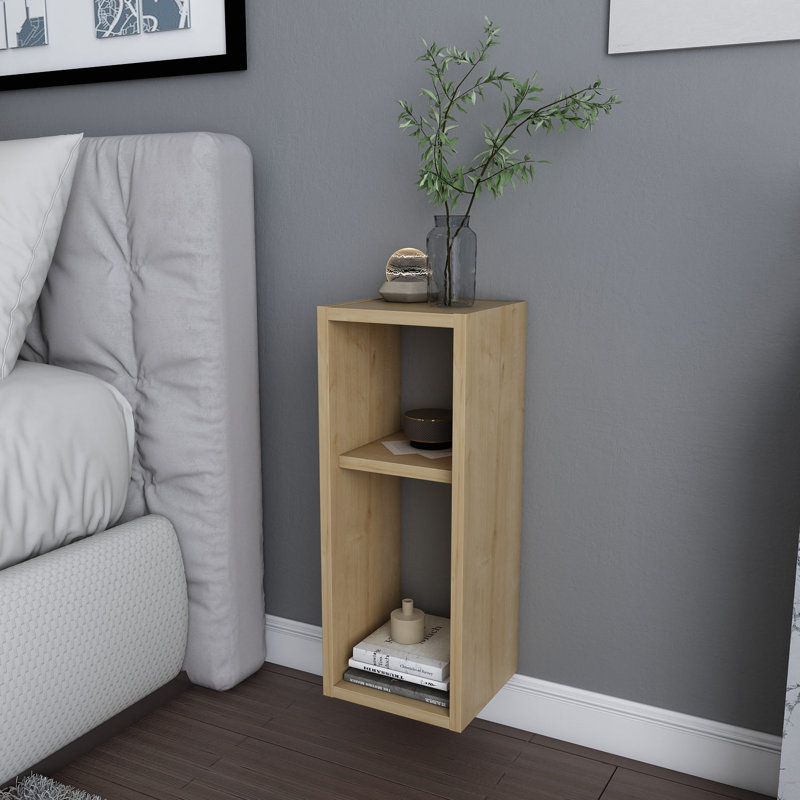 Table de chevet Modern Oak 23,0 po x 8,7 po x 23,5 po | 100% panneau de particules enduit de mélamine, épaisseur: 0,7 pouce | Conception scandinave, finition beige élégante, parfaite pour les chambres à coucher et les espaces de vie, durable et élégante