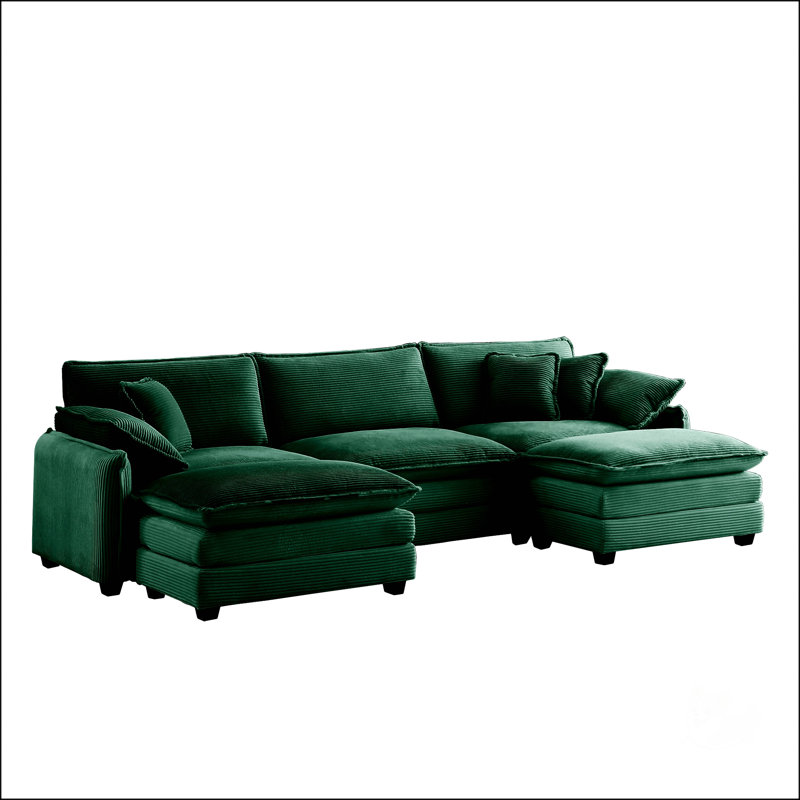 Oversized Modular Cushioned Sofa With Conversible Ottoman
