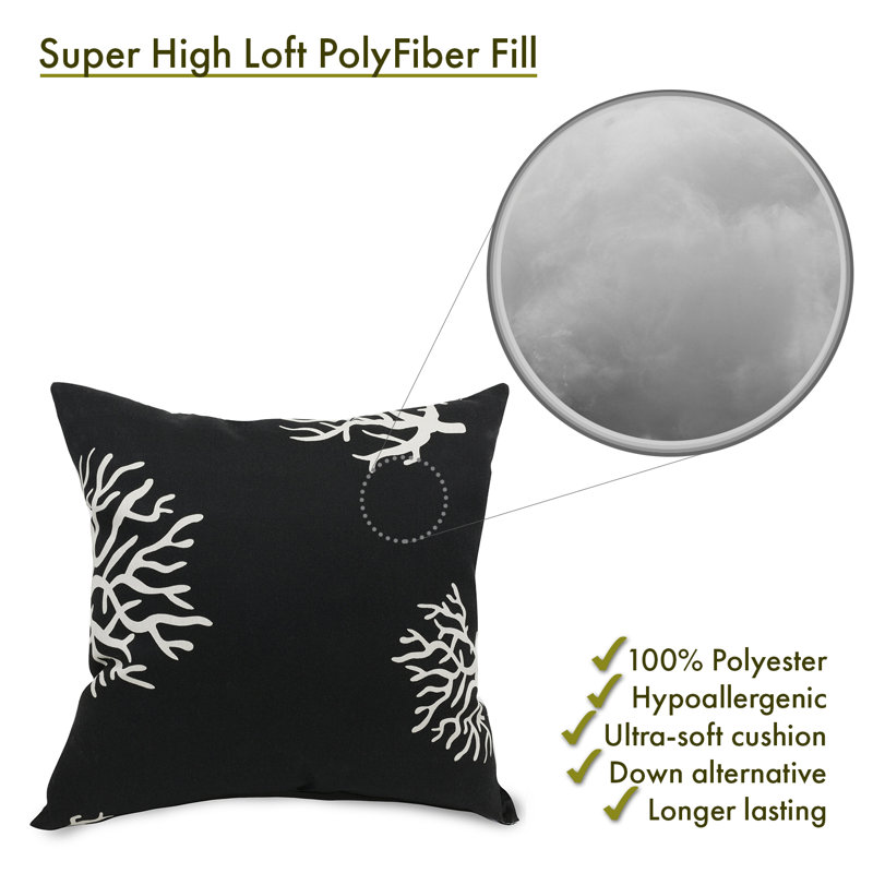 Housse de coussin carré et insert, 24 po x 24 po, Noir
