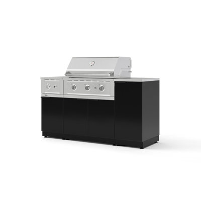 Ensemble d'armoire extérieure en aluminium 6 pièces avec 1 porte, 1 gril, un brûleur latéral au gaz naturel 33 po, un brûleur latéral et un plateau en acier inoxydable de 16 po