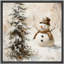 Impression sur toile, bonhomme de neige avec arbre de Noël en hiver-107117950-107117951