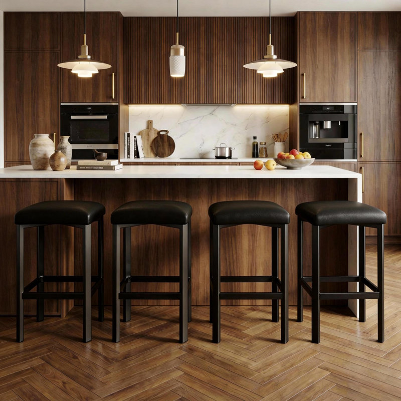 Ensemble de tabourets de bar modernes de hauteur comptoir, tabourets de cuisine en polyuréthane avec repose-pieds et structure en métal