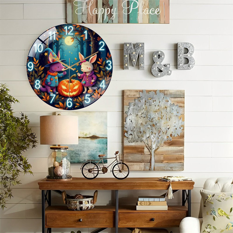 Horloge murale d'Halloween avec art citrouille