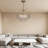 Mid-Century Modern 9 - Light Dimmable Chandelier with Rose Glass Shade