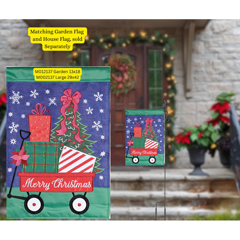 Drapeau de maison «Wagon Merry Christmas»