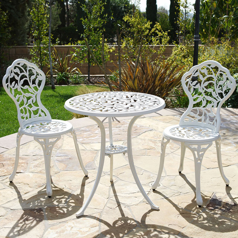  Riemer Round 2 - Person 24" Long Aluminum Bistro Set, White