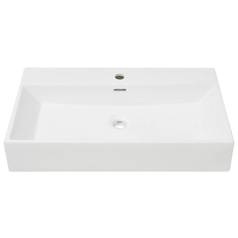 Belfry Bathroom Rima 760mm L x 425mm W White Ceramic Rectangular Sink with Overflow