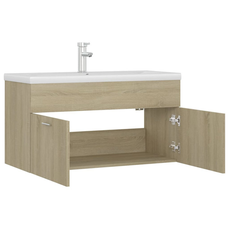 Geilich 900mm Single Bathroom Vanity with Integrated Ceramic Basin, Sonoma Oak