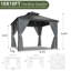 Pavillon de jardin en aluminium 10 pi x P 10 pi avec toit en acier galvanisé, filets et rideaux-129007970