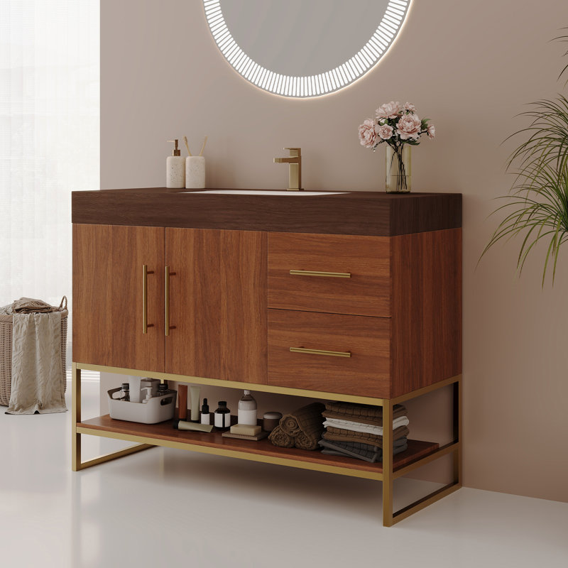 Meuble-lavabo sur pied 36 po avec lavabo moderne 36 po, Brown, Brown