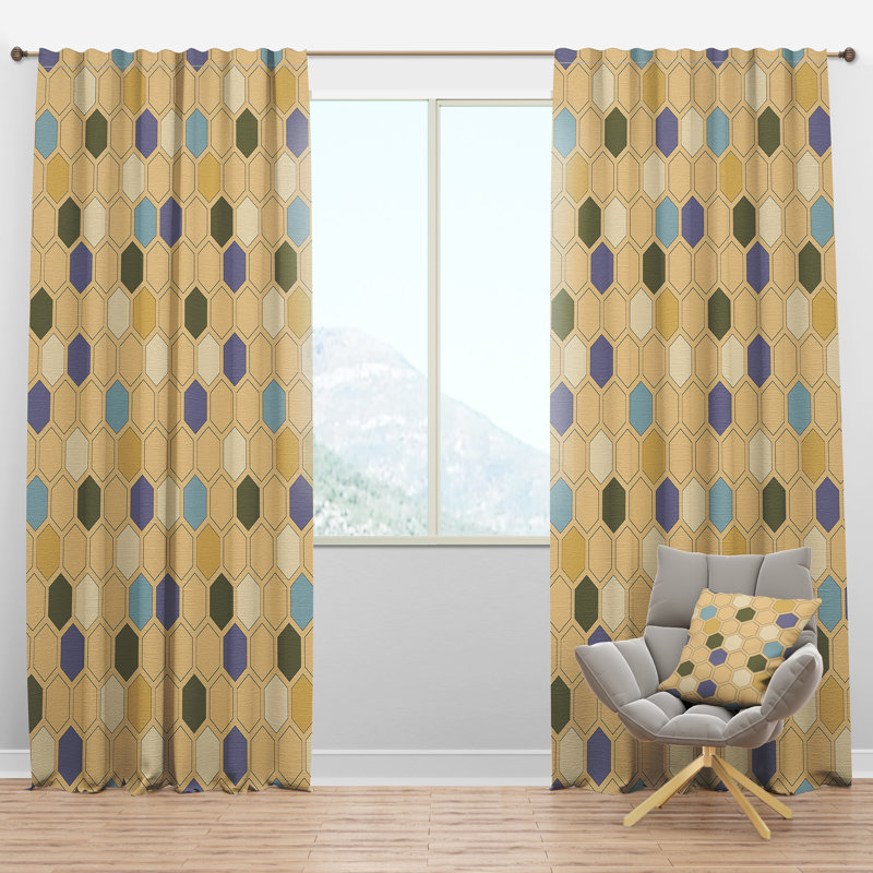 Panneau de rideau simple semi-diaphane avec passe-tringle Mid-Century, l 52 po x L 95 po