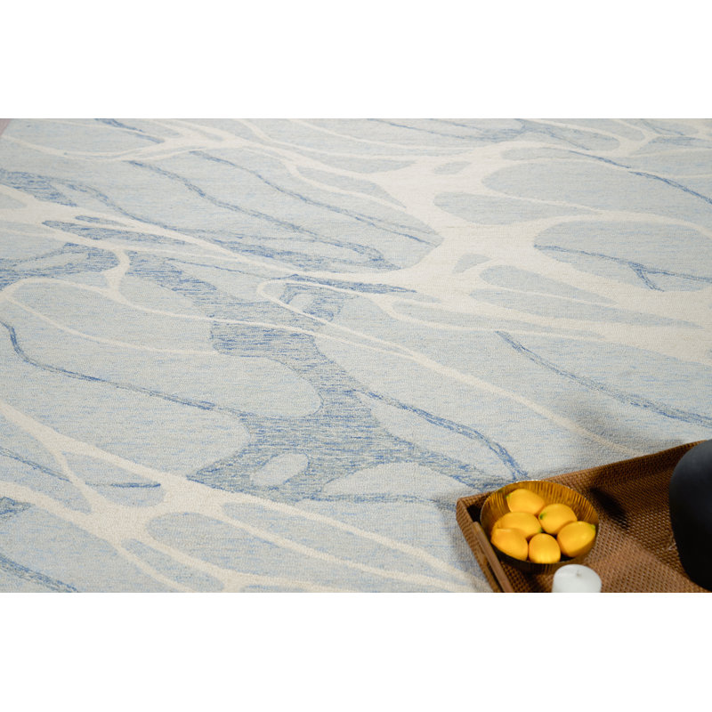Rio hand-tufted New Zealand Wool Blue/Ivory Area Rug, Rectangle 14' x 18', Blue/Ivory