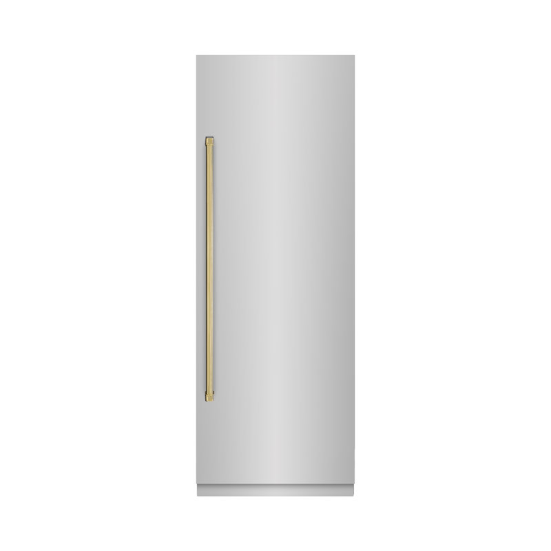 ZLINE Autograph 30 in. Column Refrigerator with Graphite Gray Interior and Champagne Bronze Accents, Stainless Steel/Gold