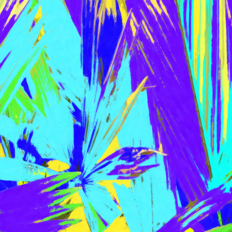 Montrose Rosie Brown Blue Palms 1 - impression sur toile tendue, H 12 po x l 12 po x P 1,25 po, Toile tendue, No