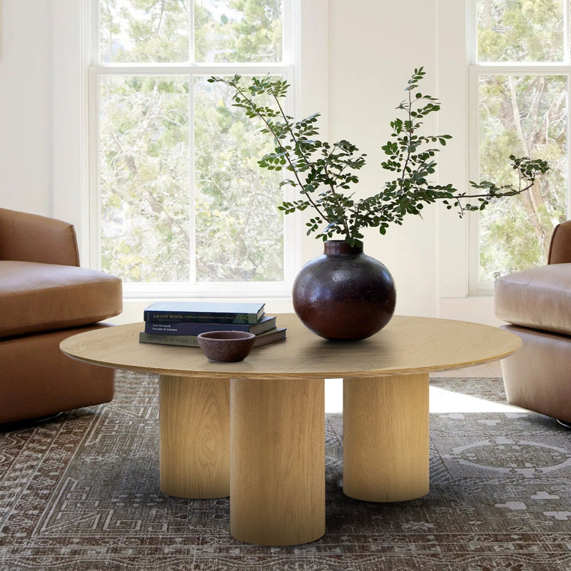 Table basse ronde 40 "à 3 pieds, Natural Wood