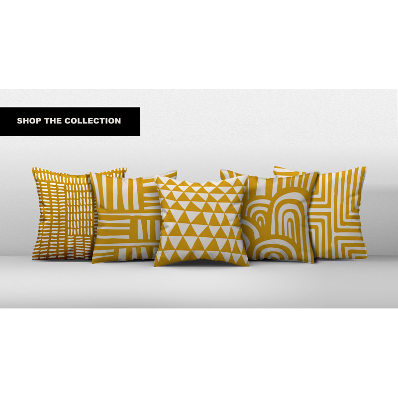 Abstract Outdoor Reversible Throw Pillow, 17W" x 17H", Yellow